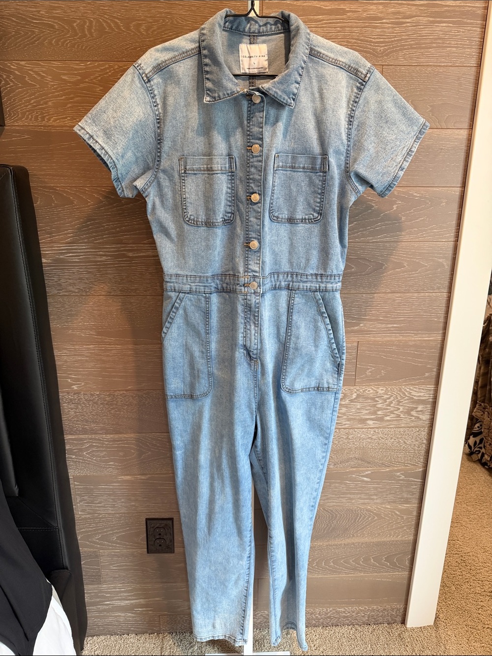 Light Blue Denim Utility Jumpsuit